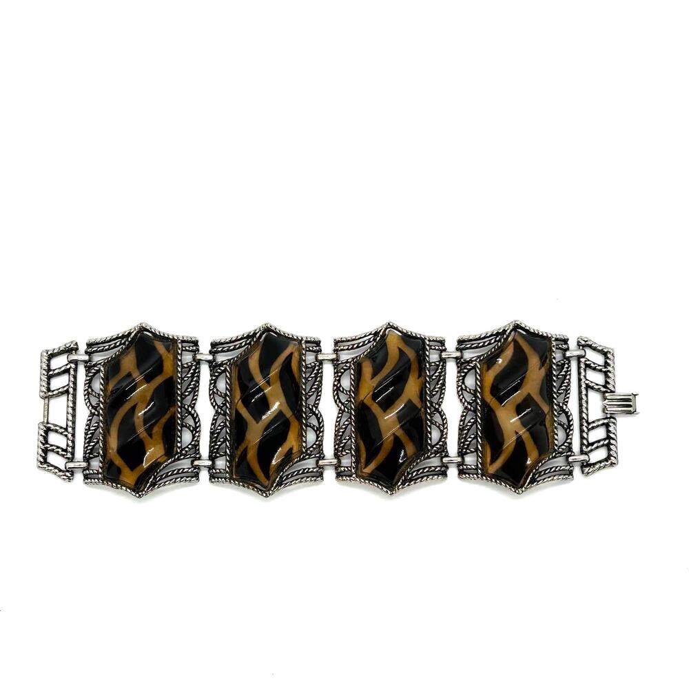 Vintage MCM Faux Tortoise Shell Chunky‎ Lucite Bracelet